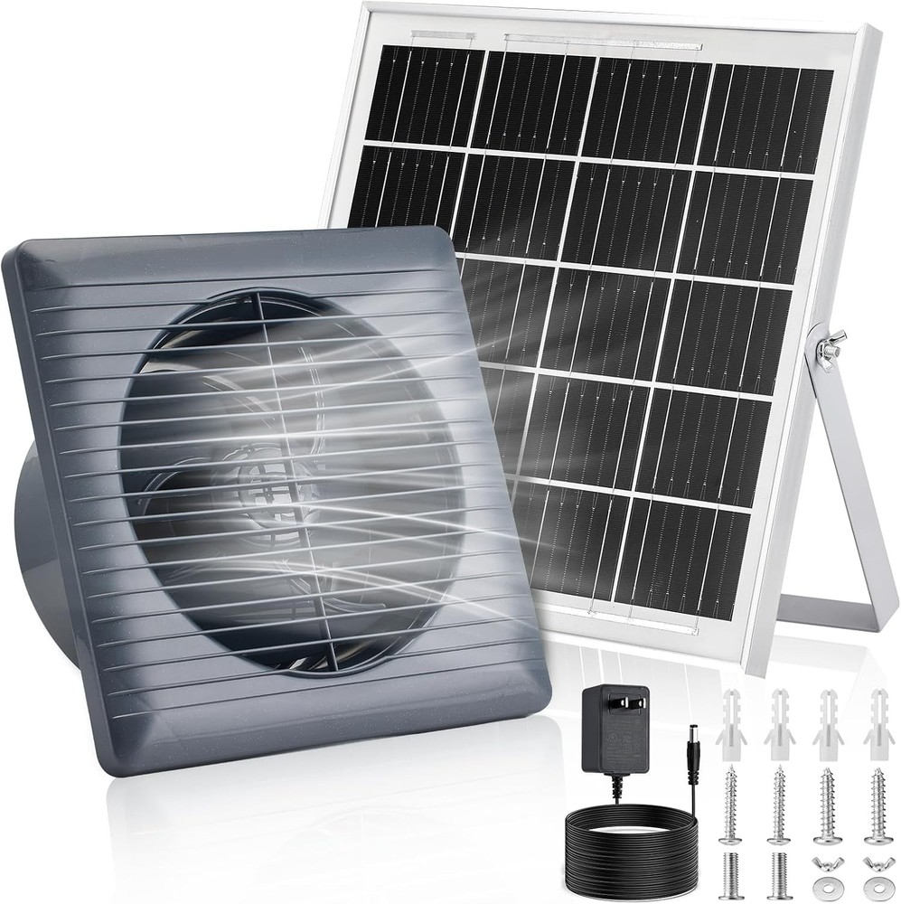 Solar Powered Exhaust Fan 25W Solar Panel+8″ High Speed Solar Powered Fans
