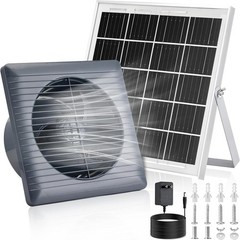 Solar Powered Exhaust Fan 25W Solar Panel+8″ High Speed Solar Powered Fans