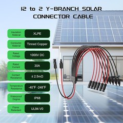 Waterproof Solar Connectors for 6 Panels – Safe & Reliable Y Branch Adapter