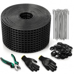 Solar Panel Critter Guard, 6in x 100ft PVC Coated Mesh, 60 Clips