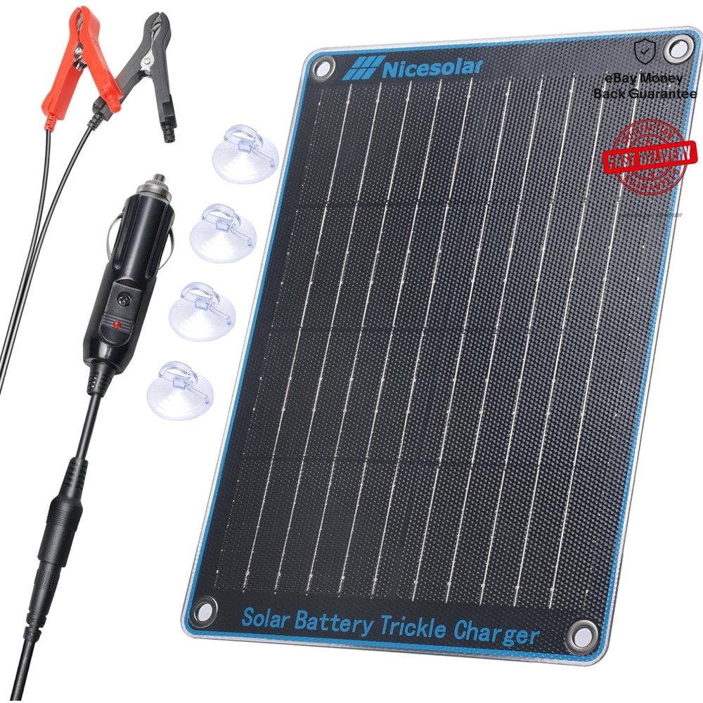 Lightweight 10W Solar Panel Charger with Cigarette Lighter & Alligator Clips
