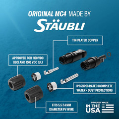 Temco 50ft 10 AWG Solar Panel Extension Cable with MC4 Connectors – Red & Black