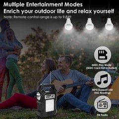 New Solar Power Backup Station with Flashlight & 3 Lighting Bulbs for Camping
