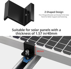 10Pcs Solar Panel End Clamp for Standard Unistrut, Aluminum 1.57″ Solar Panel Br