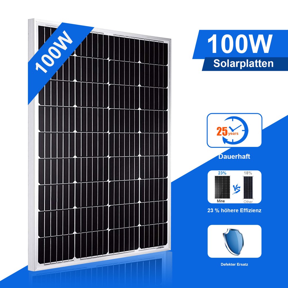 PFCTART 100W 12V Monocrystalline Solar Panel Kit Home RV Marine Camping Fishing