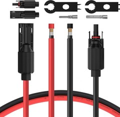 Durable 20FT 8AWG Solar Panel Extension Cable with Copper Connectors Included