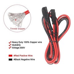 10Gauge SAE Extension Cable 10AWG – 6FT SAE to SAE Cable Battery Charger Extensi