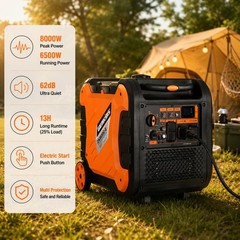 Inverter Generator 8000W Outdoor Portable Generators Gas Powered Super Quiet wit