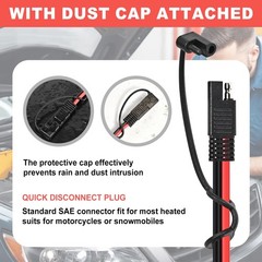 2-Pack 2 Pin Quick Disconnect Polarized Wire Harness, 1FT 10AWG