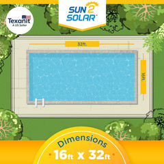Blue 16 Ft X 32 Ft Rectangle Solar Cover | 1200 Series | Heat Retaining Blanket