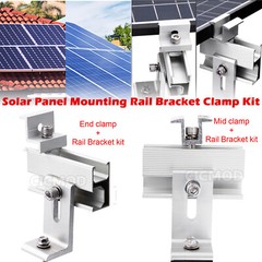 Solar Panel End Mid Clamp Mounting Bracket Aluminum Rail System for 1-4x Panels