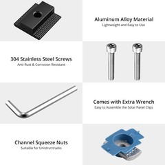 20pcs Solar Panels Mid Clamps for Unistrut, Aluminium 30mm/35mm Solar Panel B…