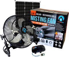 EXTREMEMIST 14” Solar Powered Misting Fan – 3 Mister Nozzles, 20W Solar Panel |