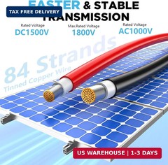 10AWG Solar Wire, Solar Cable 50Ft, Solar Extension Cable, Solar Panel Wire, 10