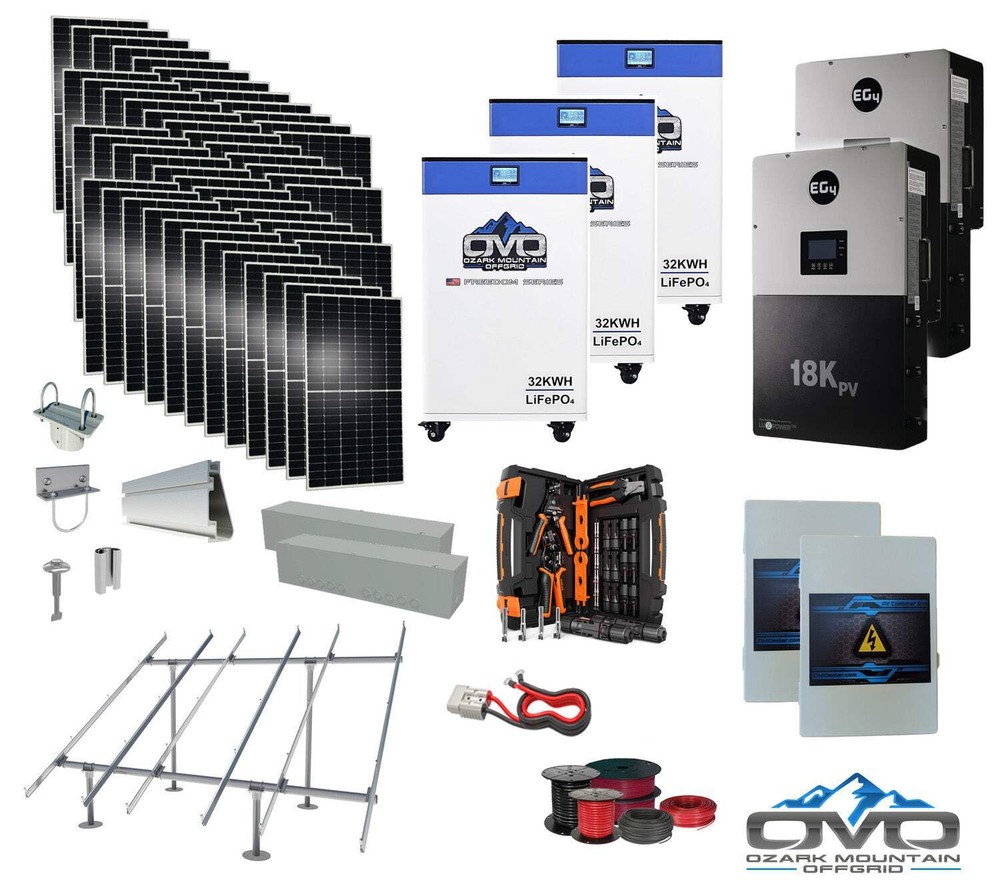 25KW Complete Offgrid Solar Kit + EG4 18kPV + 3x 32KW OMO 48V Freedom Series Lit