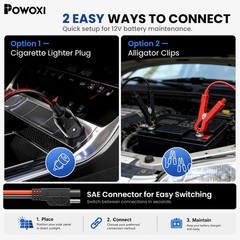 POWOXI 7.5W 12V Solar Battery Charger Trickle Maintainer for Car RV Marine Boat