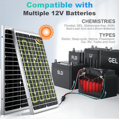 Cargador de batería solar de 20 W y 12 V con mantenedor y carga MPPT inteligente