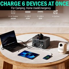 Arkpax Portable Power Station 300W, 600W Peak Backup LiFePO4 Battery 192Wh So…