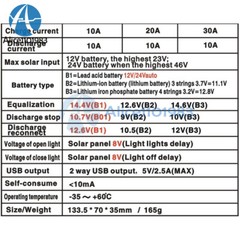 12V 24V 10A/20A/30A Solar Panel Regulator Charge Controller Battery Dual USB PWM