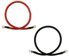 2 AWG Gauge Red + Black Pure Copper Battery Inverter Cables Solar, RV, Car, B…
