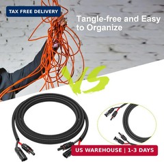 50Ft 10AWG Solar Cable Extension with Protection Cover, Solar Wire with Tool-Fre
