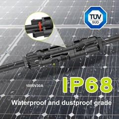 50Ft 10AWG Solar Cable Extension with Protection Cover, Solar Wire with Tool-Fre