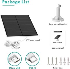 Solar Panel for Security Camera, 5W USB Solar Panel Compatible with Rechargea…