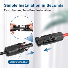 10AWG Solar Extension Cable 75FT Red Black PV Connectors
