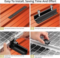 Solar Panel Mounting Brackets, Included 10 X 4.72 in Rails + 4 End Clamps + 6 Ce