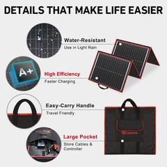 DOKIO 150W Portable Foldable Solar Panel Kit with Charge Controller