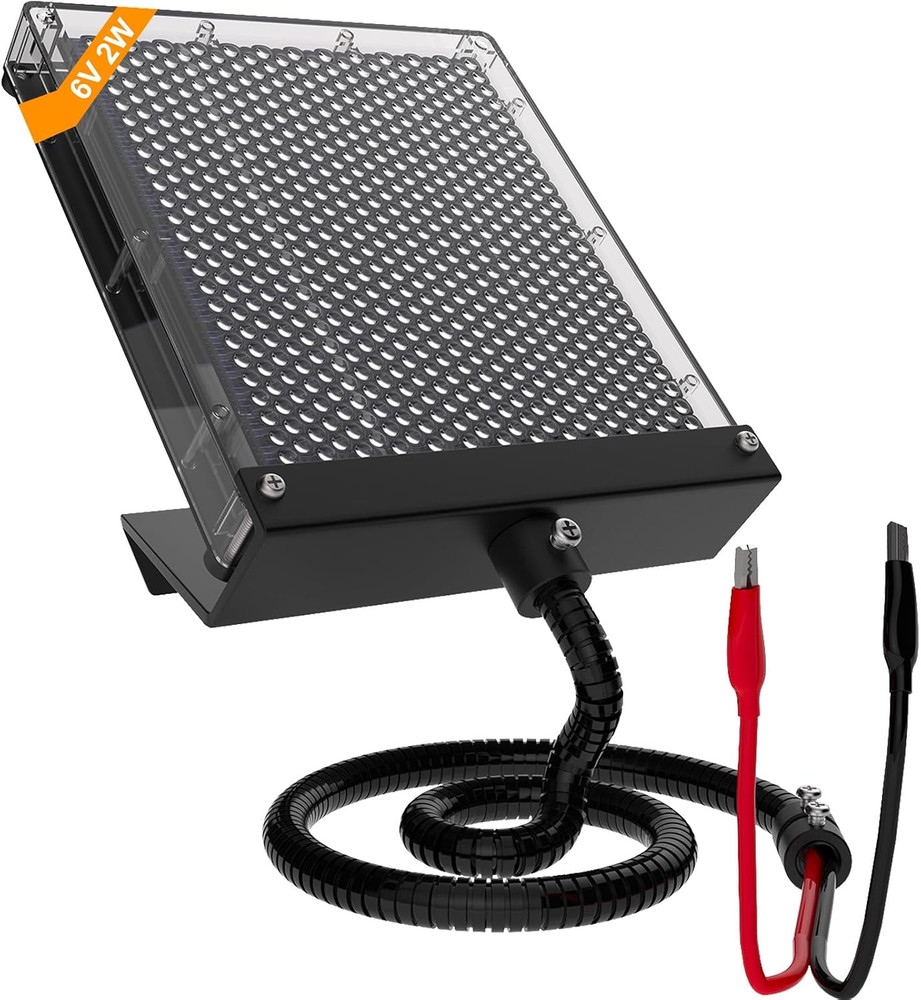 Solar Panel for Deer Feeder 6V 2W, Black Waterproof Solar Battery Charger Deer F