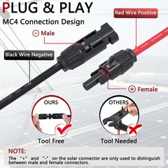 Solar Parallel Connectors for 2 Solar Panels, Tool-Free MC4 Solar Cable Split
