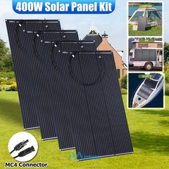 400W (100W*4) Flexible Solar Panel Kit Mono 18V PV Battery Outdoor RV Off Grid
