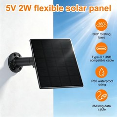 1 Pack of 5V 2W Solar Panel, 360° Rotation IP65 Waterproof Dual -/Micro USB 9…
