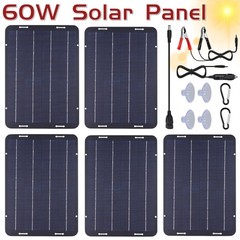 60W Solar Panel 12V Trickle Charger Battery Charger Kit Maintainer Boat Car RV