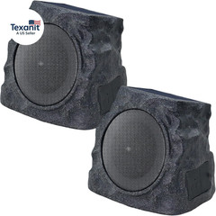 2-Pack Solar Powered Rock Speakers Outdoor Water-Resistant IP44 Rock Speaker wit