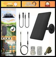 6W Solar Panel Charger for Trail Cameras, 6000mAh Battery, IP65 Waterproof, 5ft