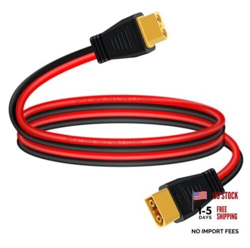 XT60 Extension Cable Male to Female XT60 Cable 12AWG 30A, 3 m/ 9.8 ft 12 AWG