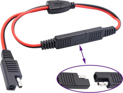 30Cm SAE Y Splitter Adapter Cable – 1 to 2 DC Power Automotive Extension Cable w