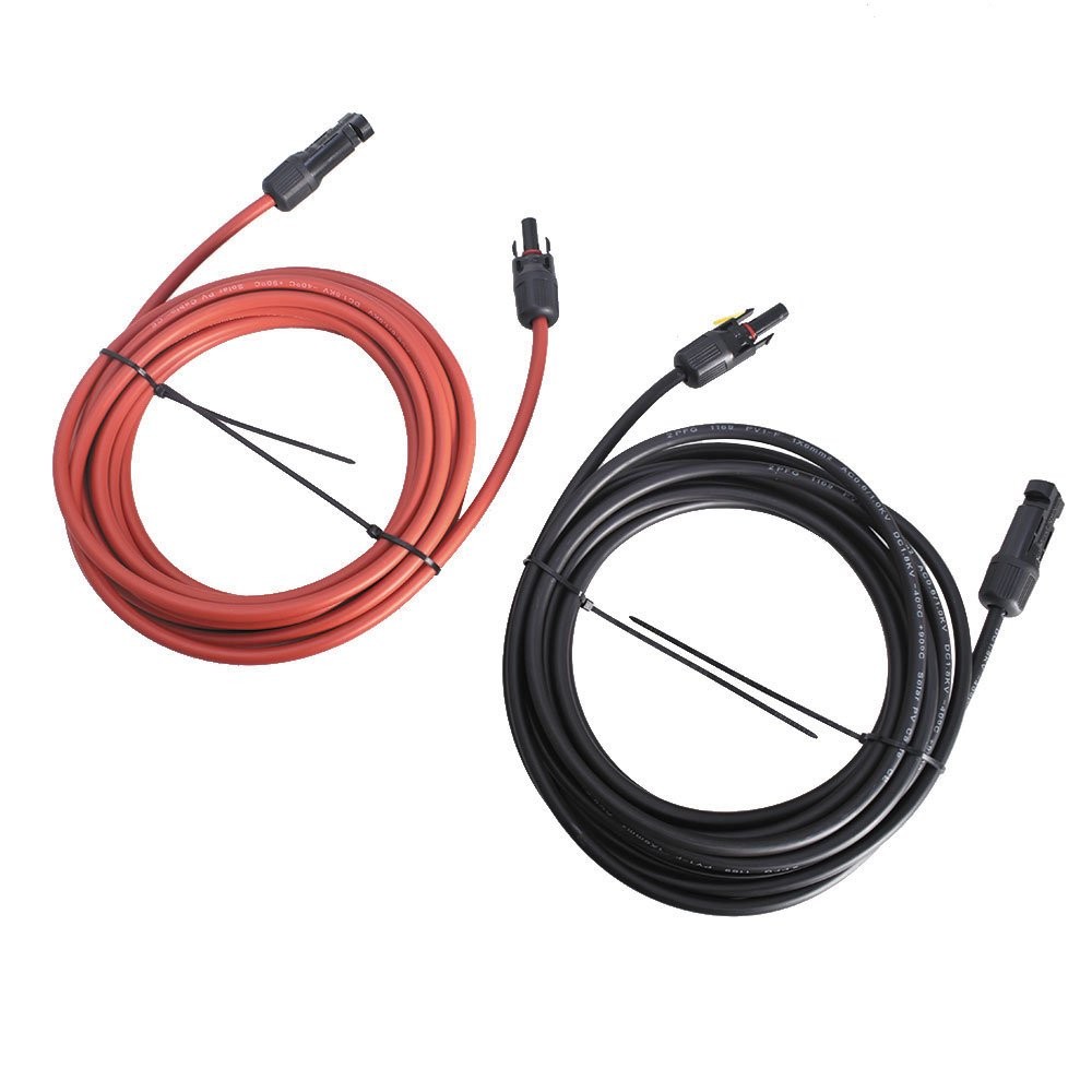 1 Pair 25 Feet Black And Red 12AWG Solar Panel Extension Cable Wire Connector