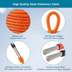 Solar Panel Extension Cable 100FT – 10AWG+14AWG Solar Wire with Female & Male I