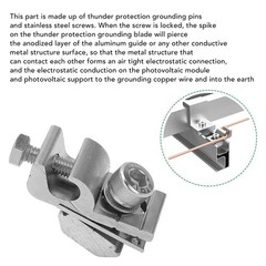 10Pcs Solar Mounting System Grounding Clip Lug Bracket Clamps Photovoltaic