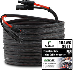 Twin Wire 30FT Solar Extension Cable – 10AWG (6Mm²) Solar Panel Connector, with