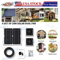 18V Solar Exhaust Fan Kit,Waterproof Ventilation Fan for Chicken Coop Pet House