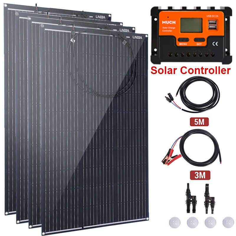 Semi-Flexible Solar Panel 200W 400W 12V Bendable Ultra Thin Mono RV Roof Home