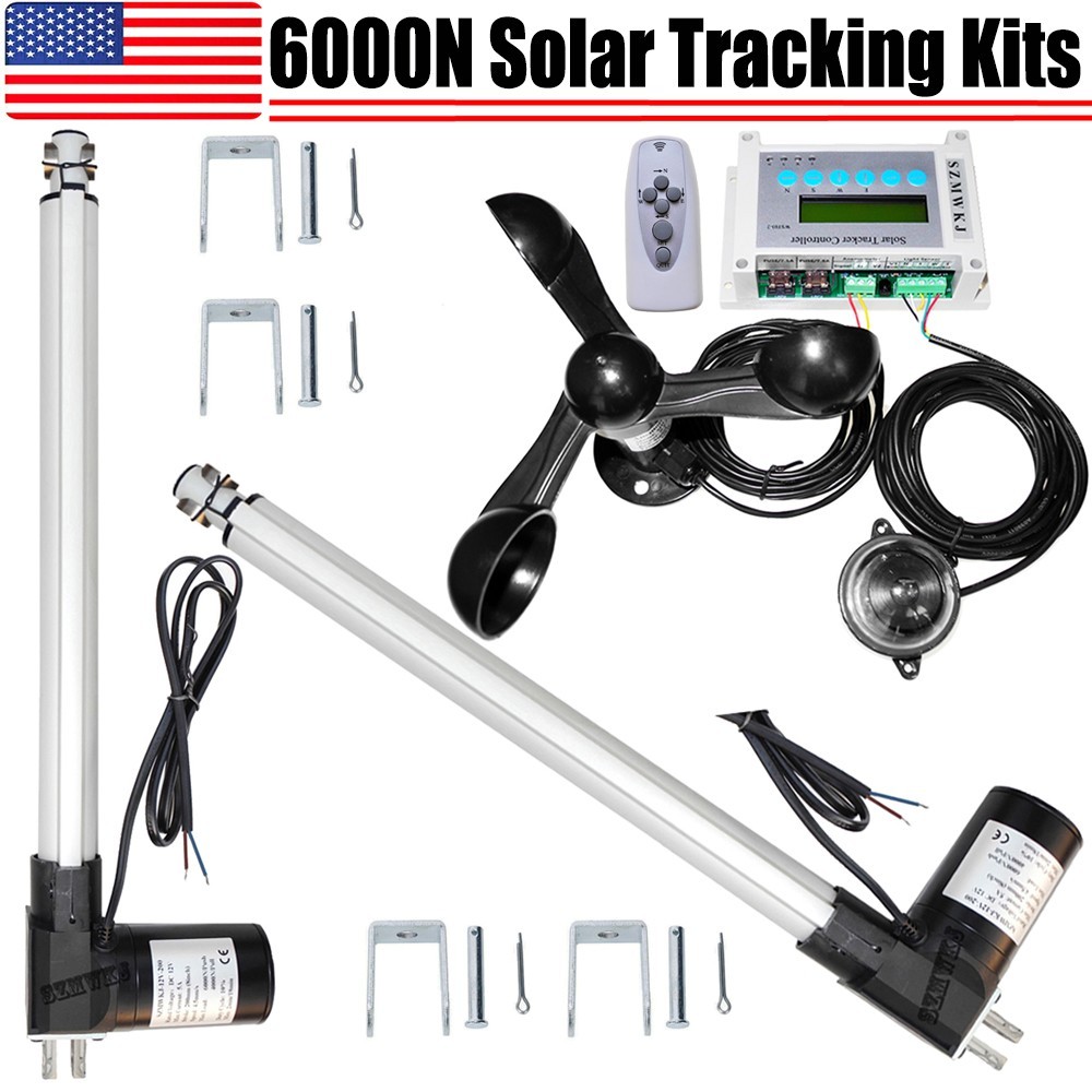 6000N Dual Axis Solar Tracker Controller W/ 2X18″ Linear Actuator Anemometer Kit