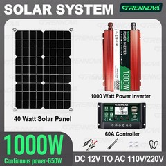 Grennova 1000W Outdoor Solar Kit 60A MPPT Dual Voltage Home Backup Power