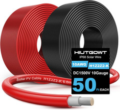 10AWG Solar Wire, Solar Cable 50Ft, Solar Extension Cable, Solar Panel Wire, 10