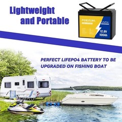 POERUNI 12V 100Ah Lithium LiFePO4 Battery for Deep Cycle RV Marine Off-Grid NEW