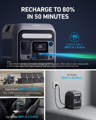 Anker Portable Power Station SOLIX C300, 288Wh Lifepo4 Backup Battery, 300W Sola